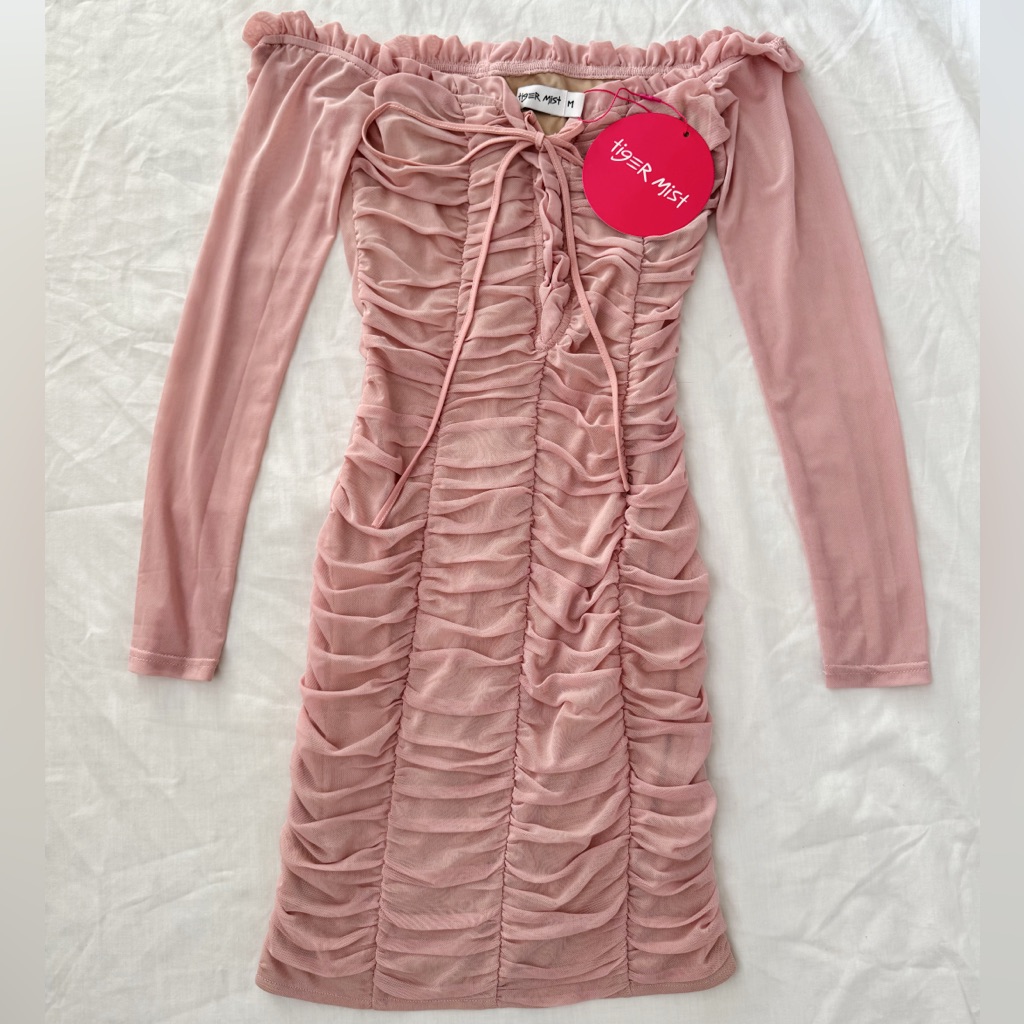 Tiger Mist Pink Long Sleeve Mini Dress - Size M - Nwt